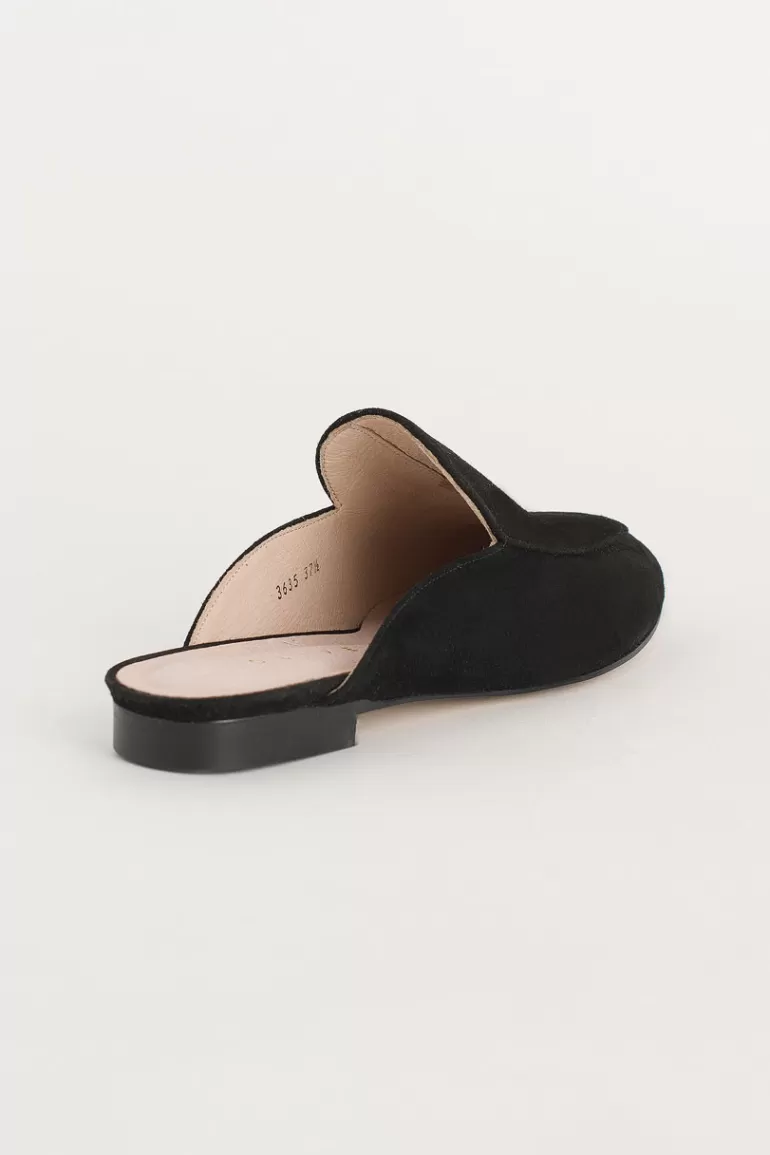 Women Olive Clothing Simple Suede Sliders, Black