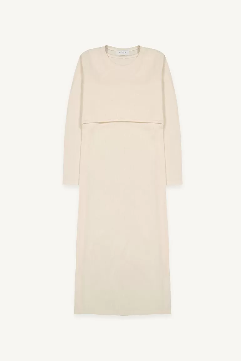 Women Olive Clothing Sleeveless Dress & Crop Tee Set, Cream
