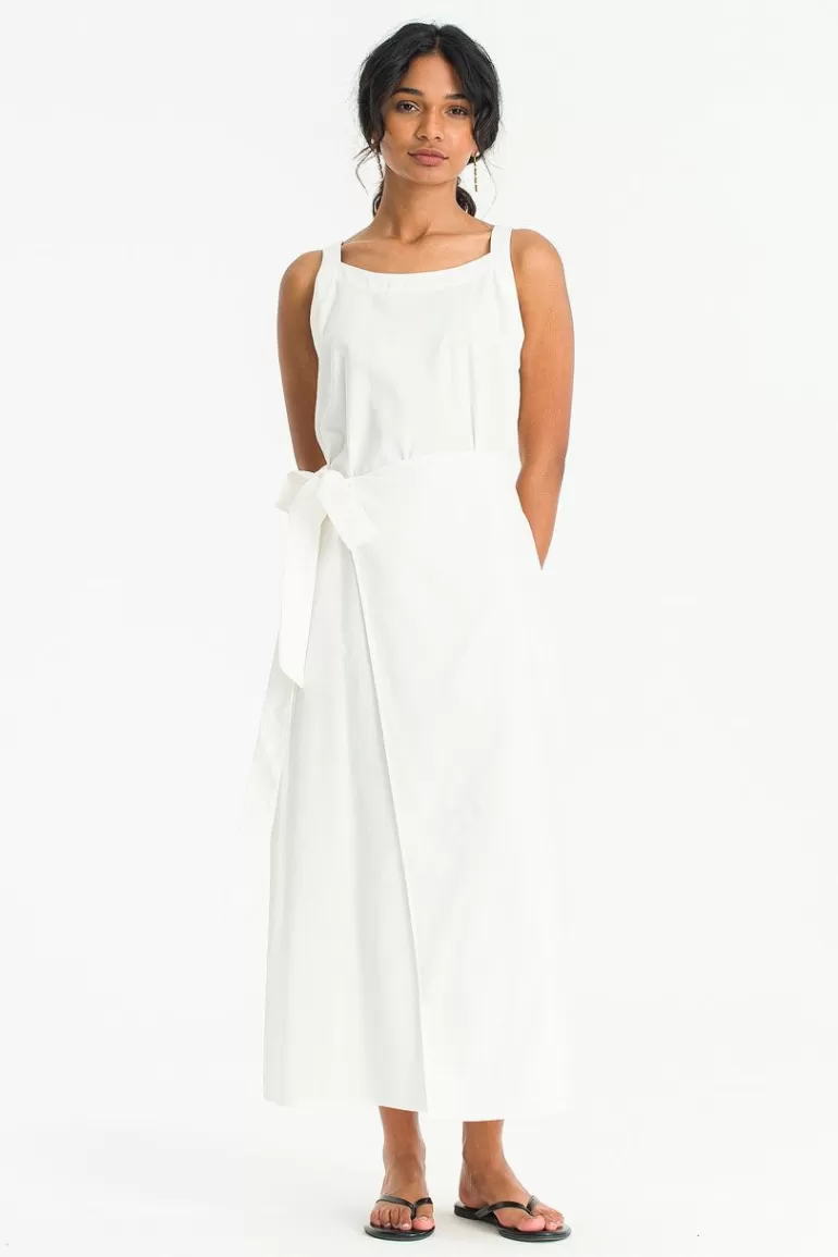 Women Olive Clothing Sleeveless Wrap Dress, Ivory