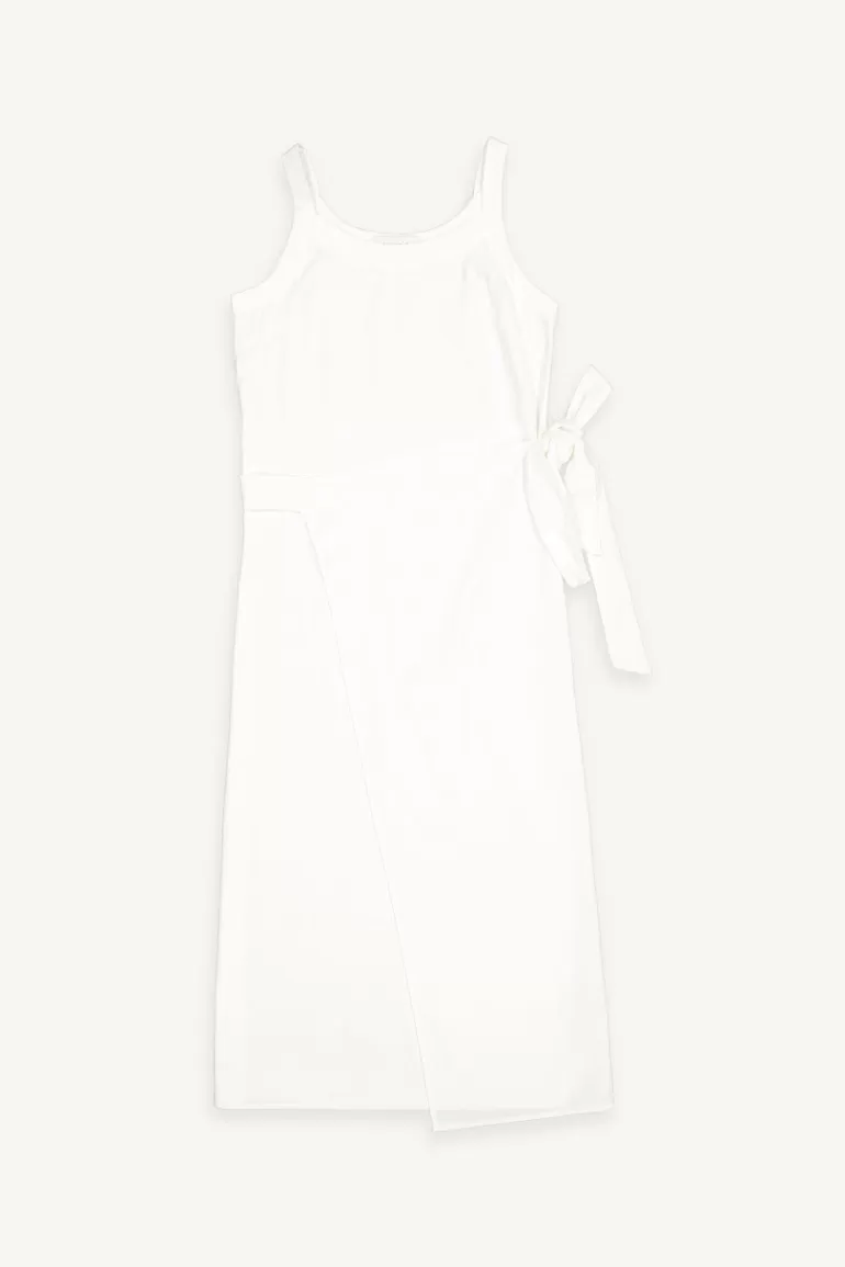 Women Olive Clothing Sleeveless Wrap Dress, Ivory