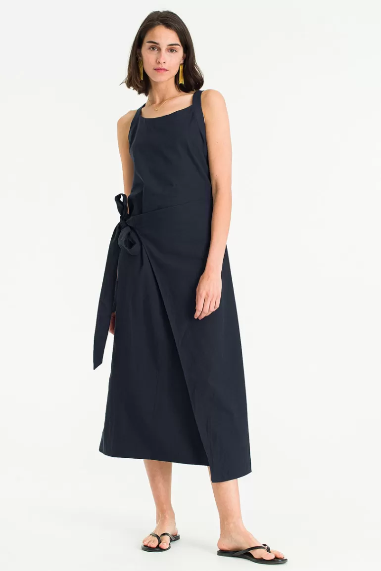 Women Olive Clothing Sleeveless Wrap Dress, Navy
