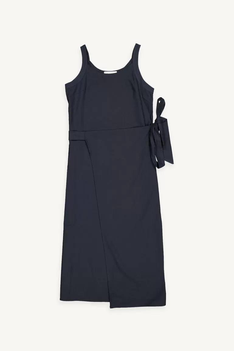 Women Olive Clothing Sleeveless Wrap Dress, Navy