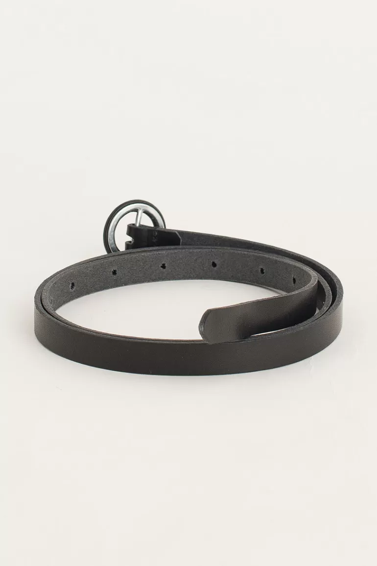 Women Olive Clothing Small Ring Belt, Black