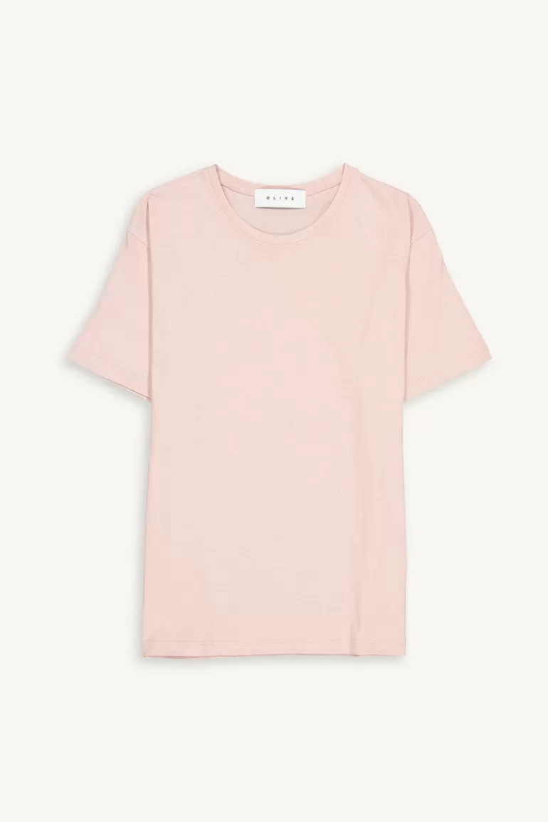 Women Olive Clothing Sobi Colour Tee, Pink