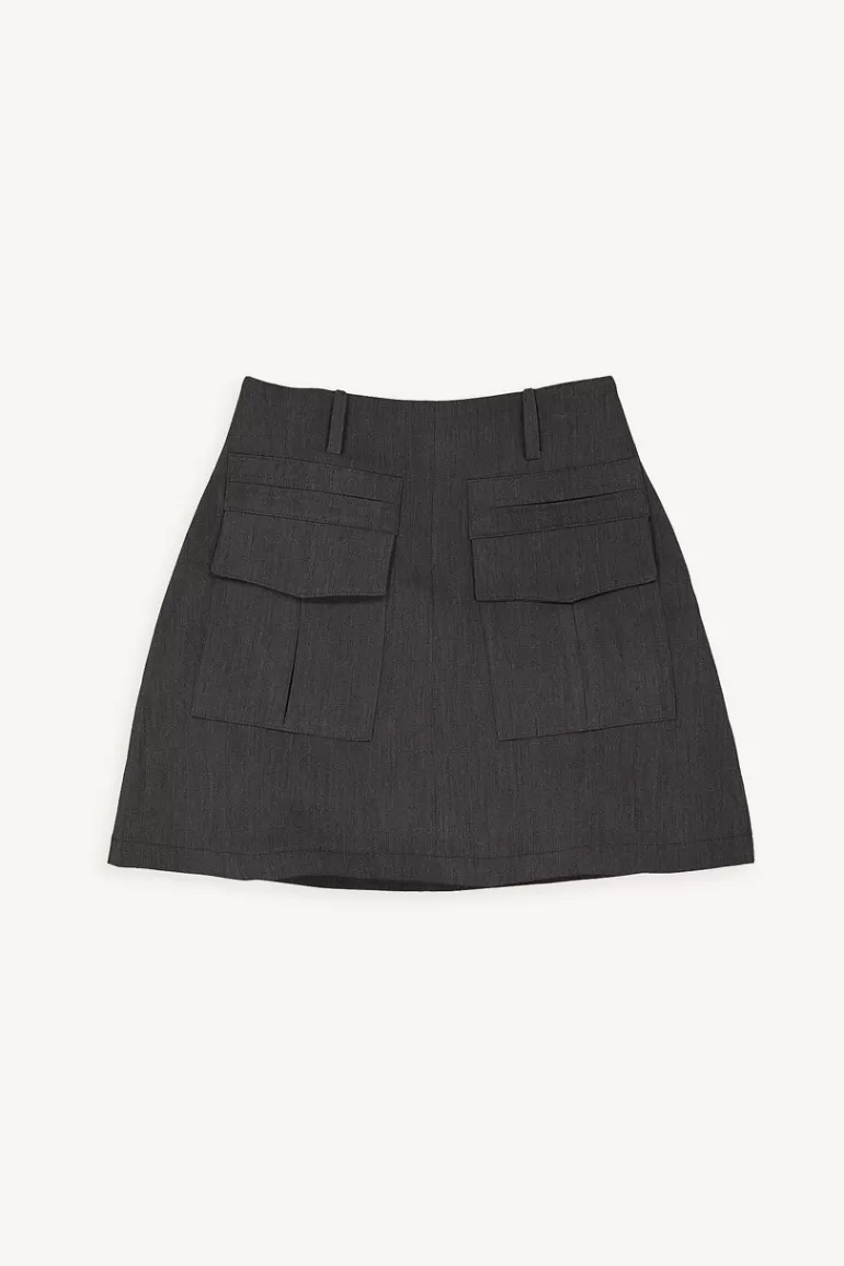Women Olive Clothing Sobi Pocket Mini Skirt, Charcoal
