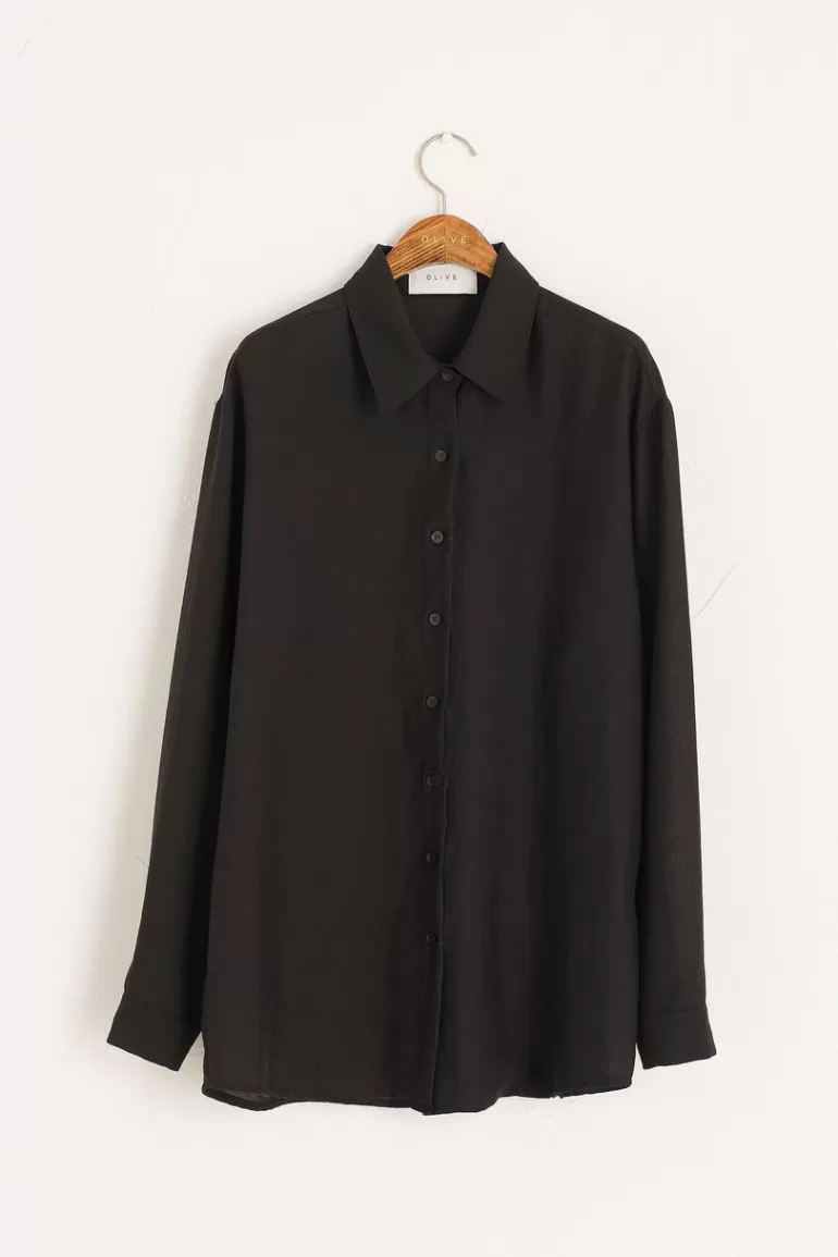 Women Olive Clothing Soft Crepe Shirt, Black