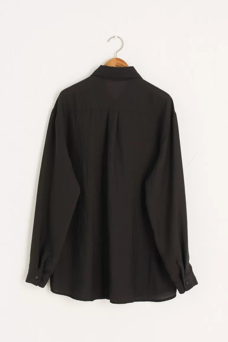 Women Olive Clothing Soft Crepe Shirt, Black