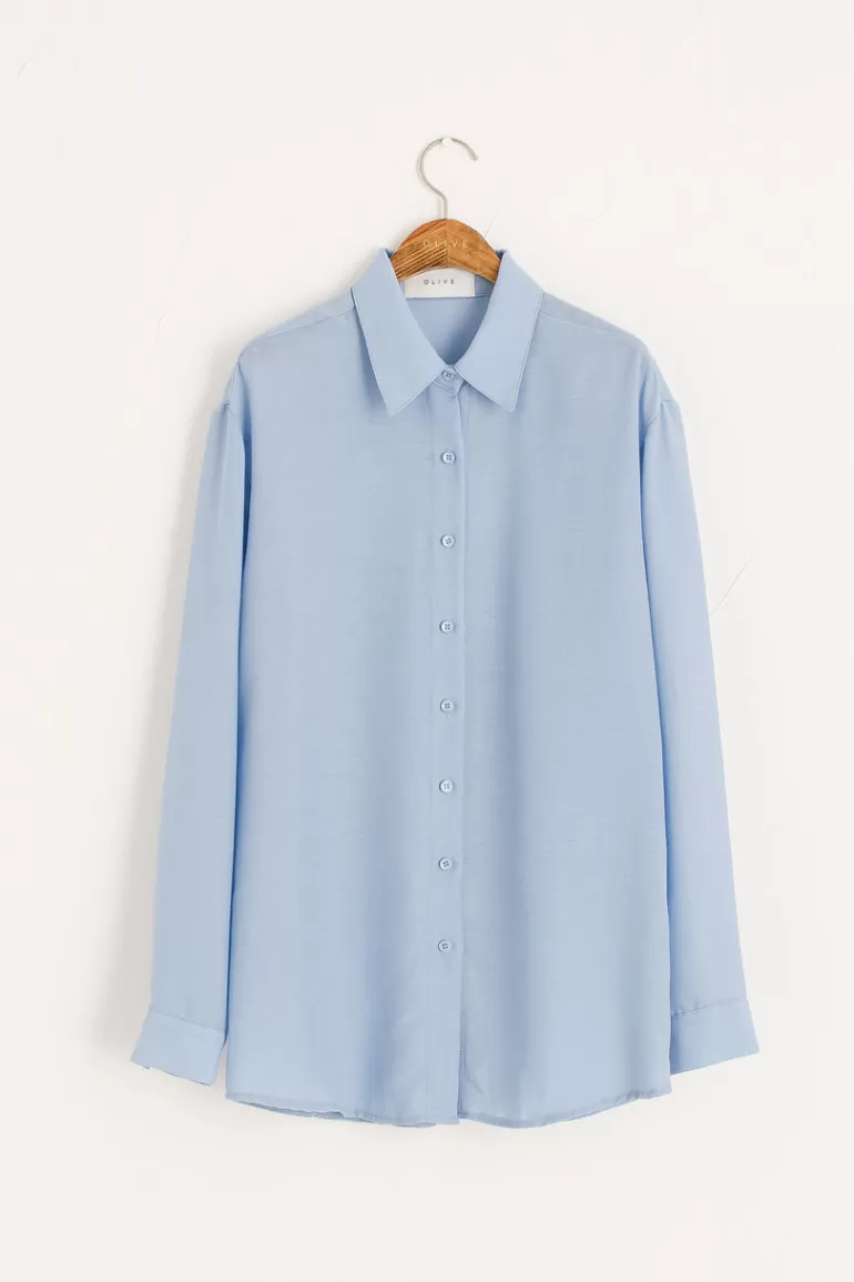 Women Olive Clothing Soft Crepe Shirt, Blue