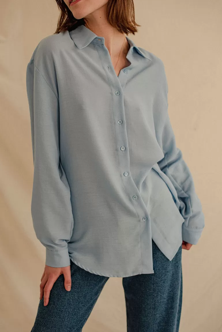 Women Olive Clothing Soft Crepe Shirt, Blue