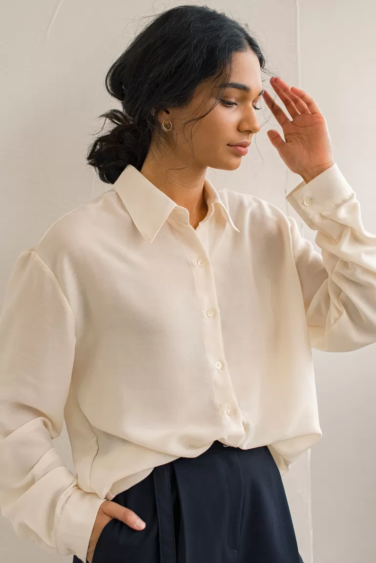 Women Olive Clothing Soft Crepe Shirt, Magnolia