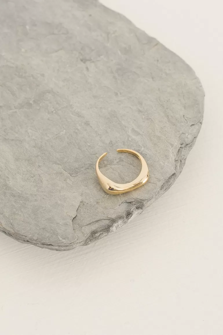Women Olive Clothing Soft Droplet Ring, Gold Plated