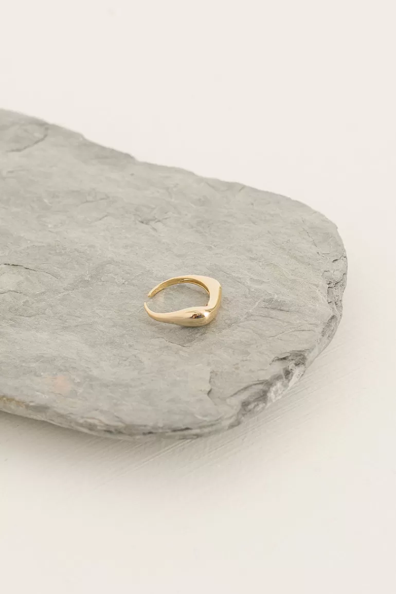 Women Olive Clothing Soft Droplet Ring, Gold Plated