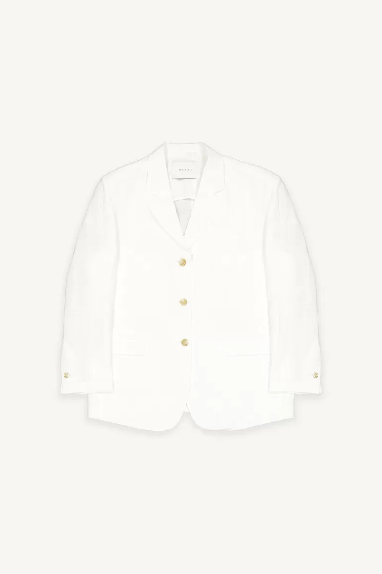 Women Olive Clothing Som Linen Jacket, Ivory