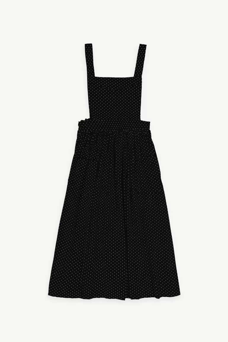 Women Olive Clothing Sophia Apron Dress, Black Dot