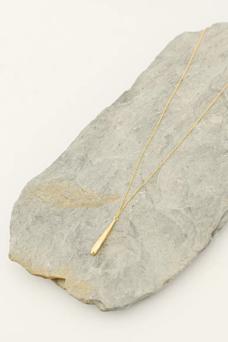 Women Olive Clothing Sophie Simple Drop Necklace, Gold Plated