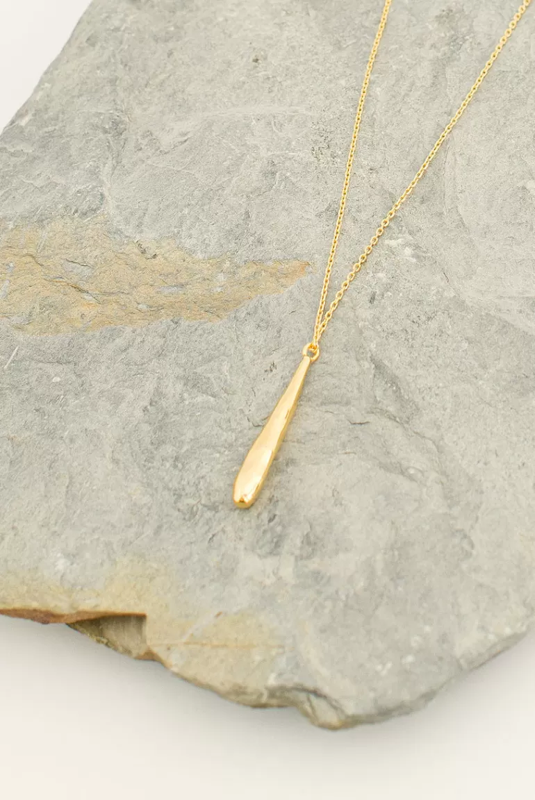 Women Olive Clothing Sophie Simple Drop Necklace, Gold Plated