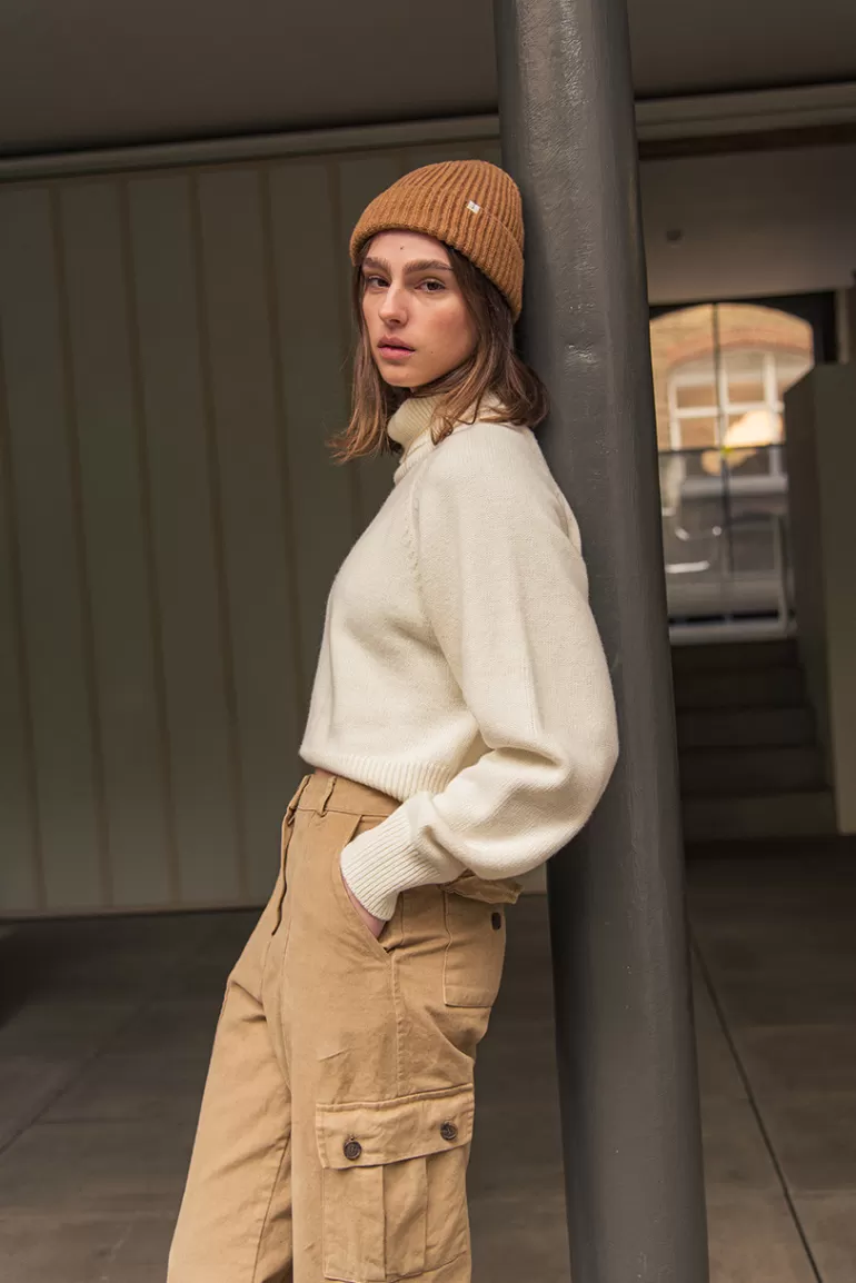 Women Olive Clothing Soya Crop Roll Neck Jumper, Ivory