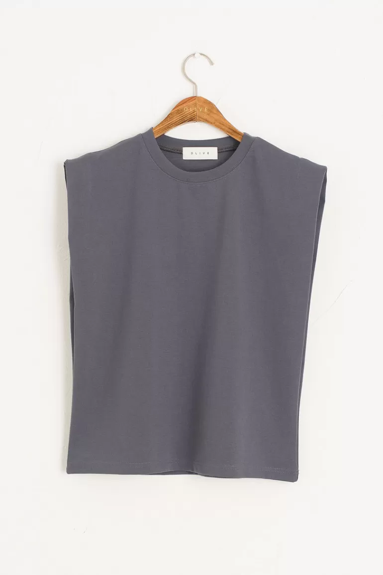 Women Olive Clothing Soya Tank Top, Charcoal