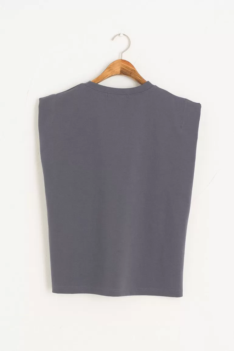 Women Olive Clothing Soya Tank Top, Charcoal
