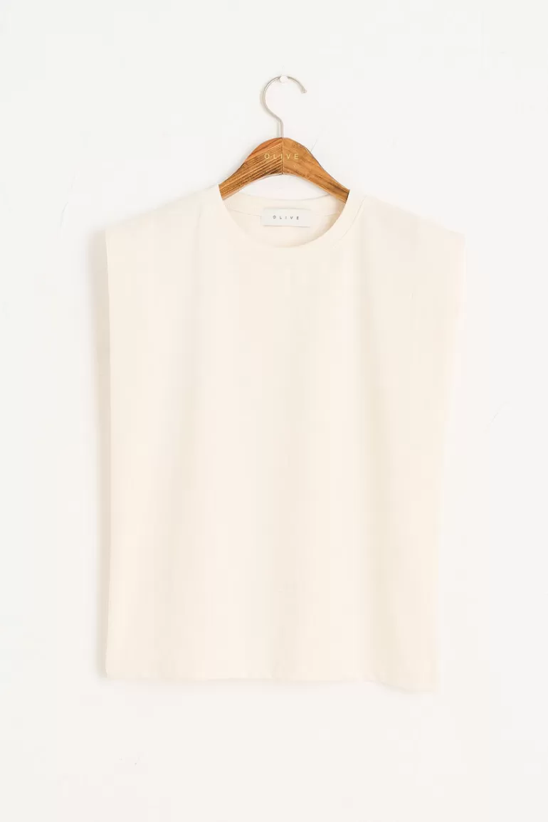 Women Olive Clothing Soya Tank Top, Cream