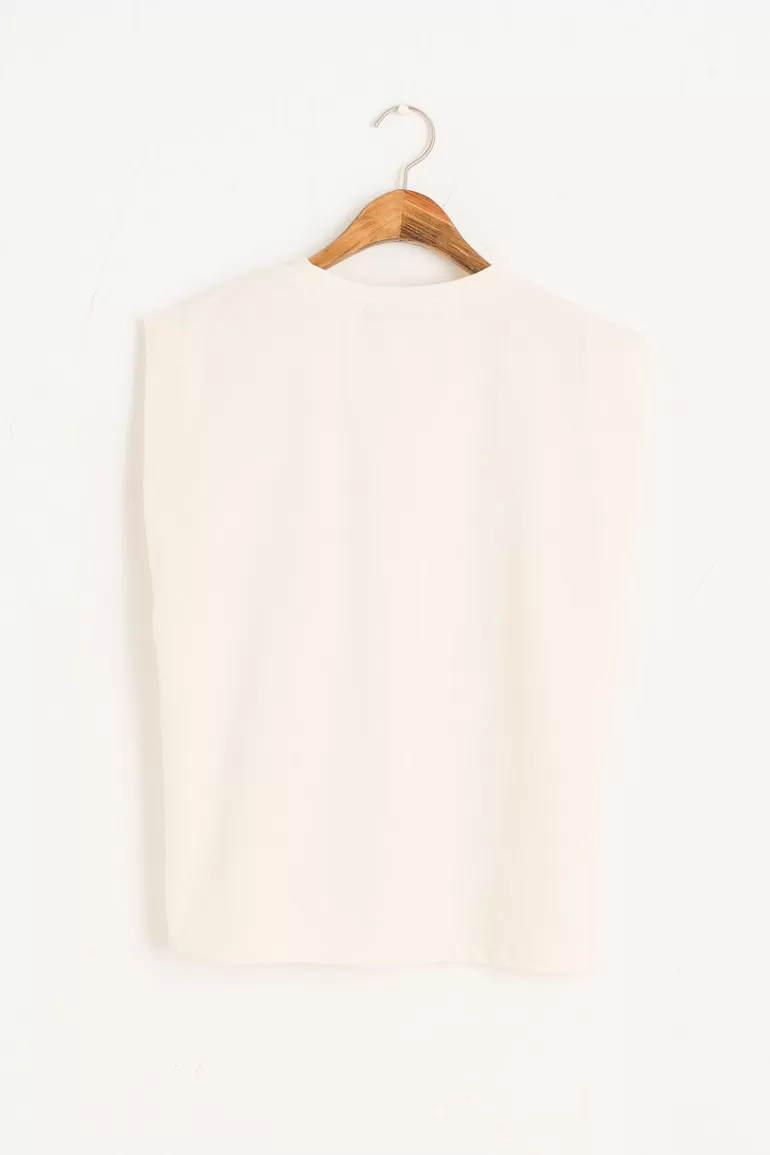 Women Olive Clothing Soya Tank Top, Cream