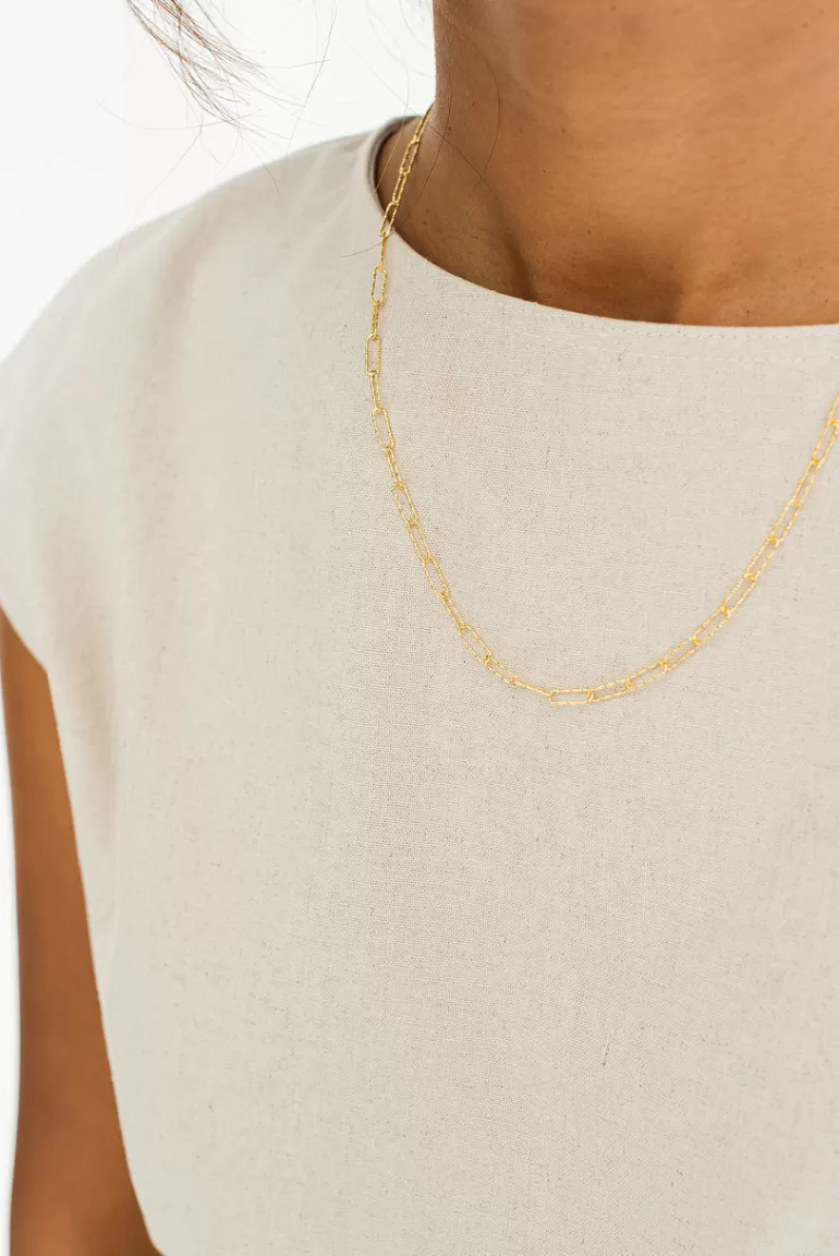 Women Olive Clothing Sparkle Chain Necklace, 14K Gold Plated