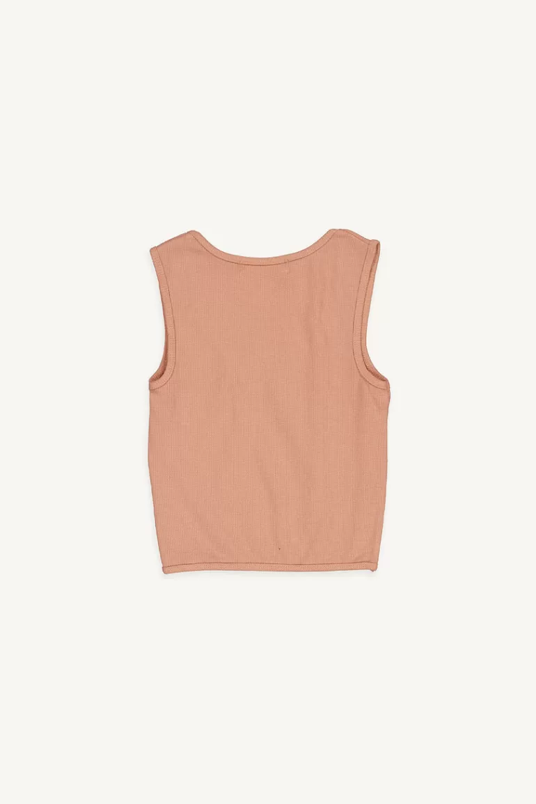 Women Olive Clothing Square Waffle Sleeveless Tee, Brick