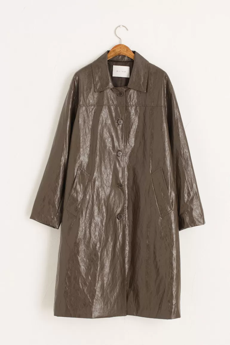Women Olive Clothing Stevie Faux Leather Mac, Brown