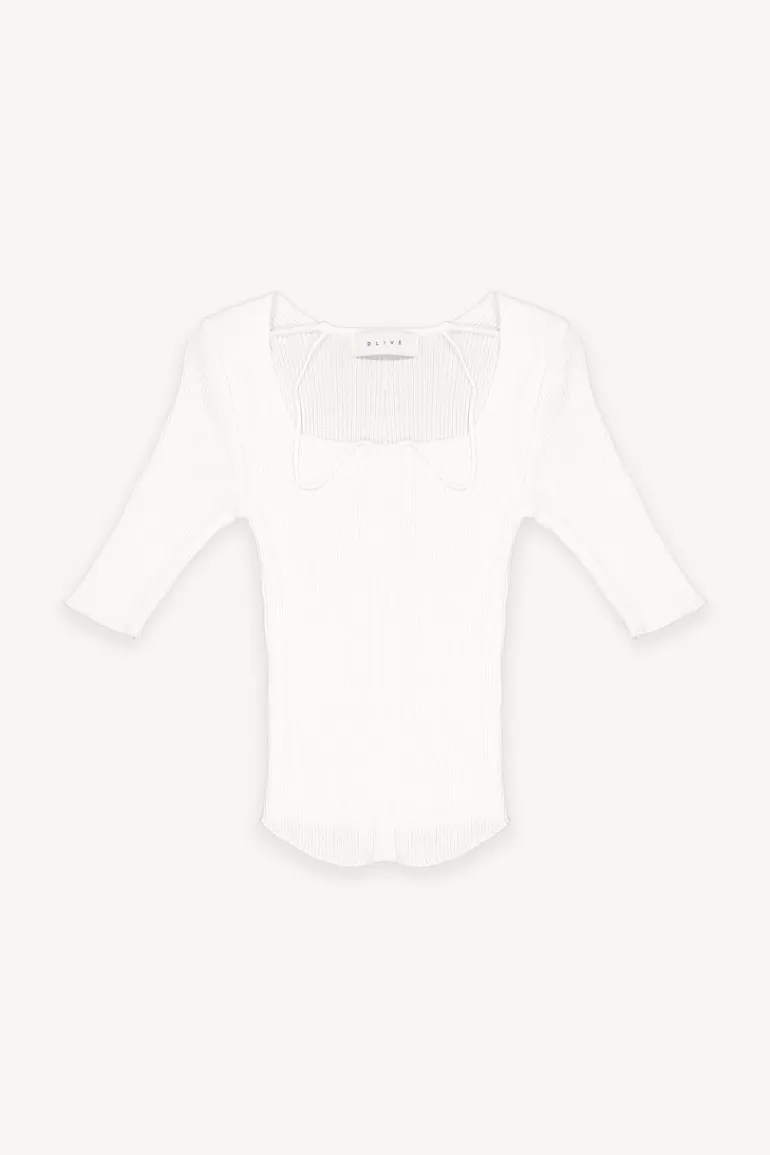 Women Olive Clothing String Halter Knit Top, Ivory