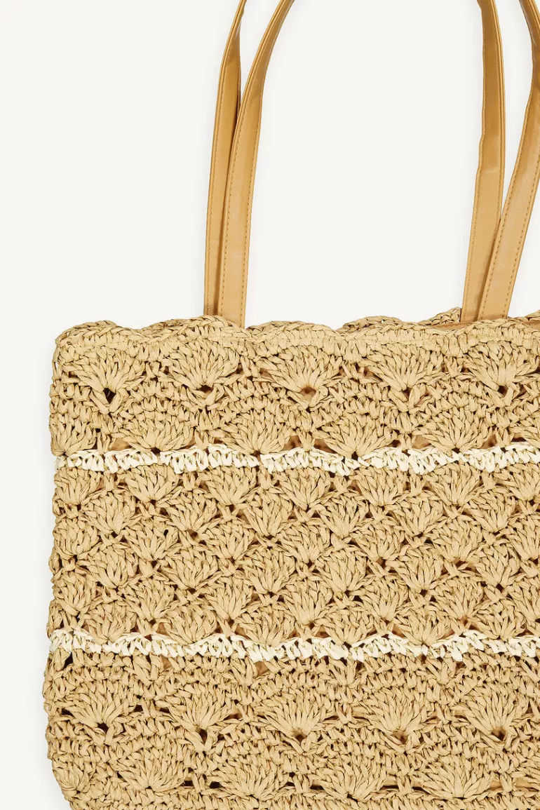 Women Olive Clothing Stripe Croche Bag, Brown