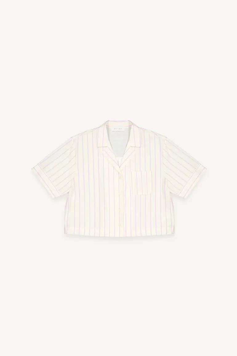 Women Olive Clothing Stripe Crop Shirt, Yellow