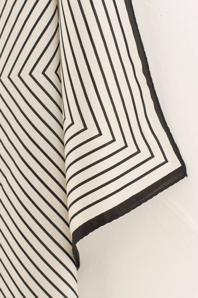 Women Olive Clothing Stripe Print Scarf, Ivory