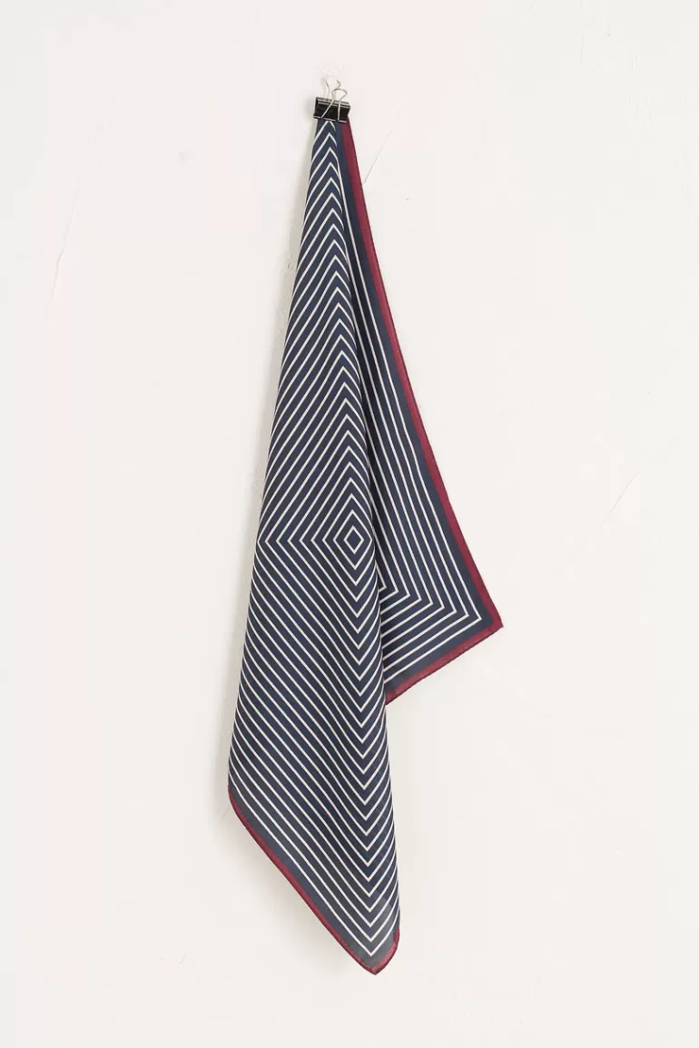 Women Olive Clothing Stripe Print Scarf, Navy