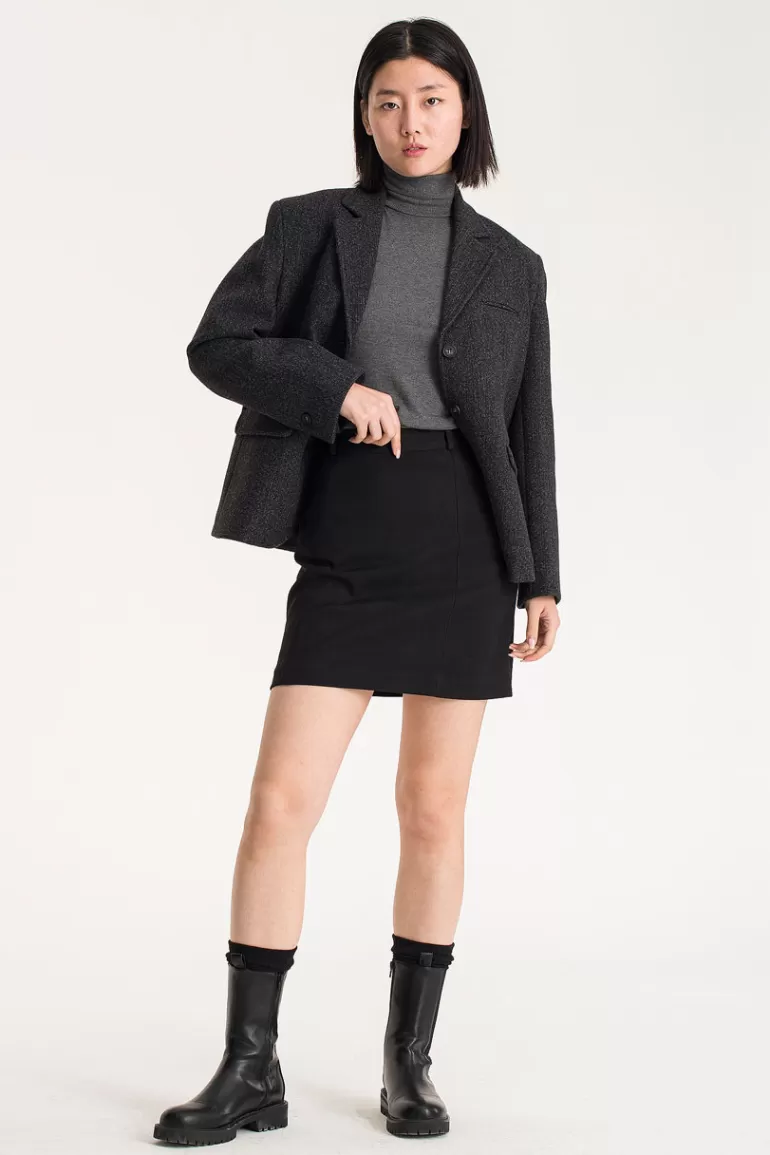 Women Olive Clothing Takai Wool Blend Jacket, Charcoal