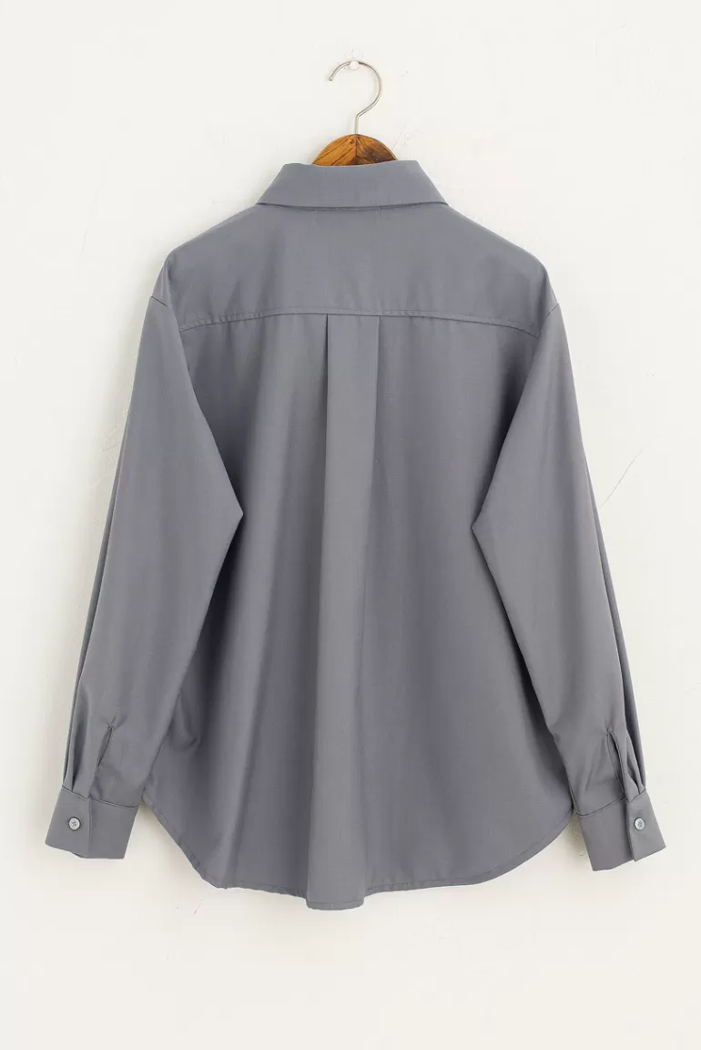 Women Olive Clothing Takako Two Pocket Shirt, Blue