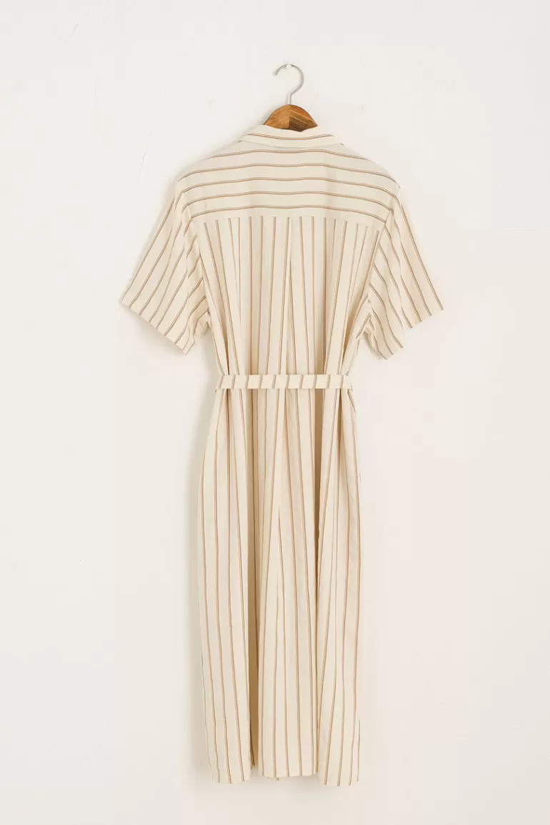 Women Olive Clothing Tarifa Double Stripe Dress, Beige