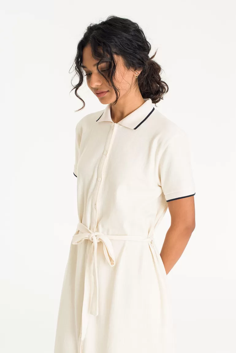Women Olive Clothing Tatso Polo Dress, Ivory
