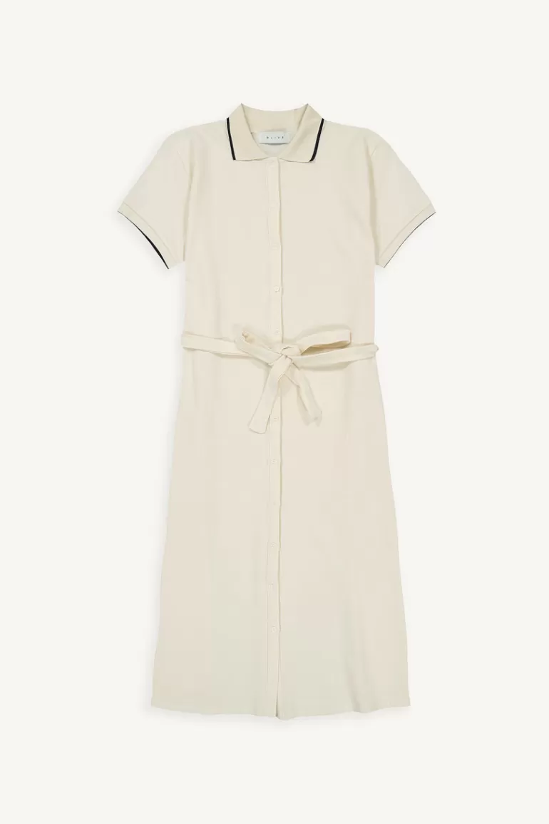 Women Olive Clothing Tatso Polo Dress, Ivory