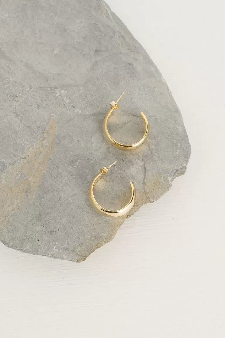 Women Olive Clothing Tenaya Hoop Earrings, Gold Plated