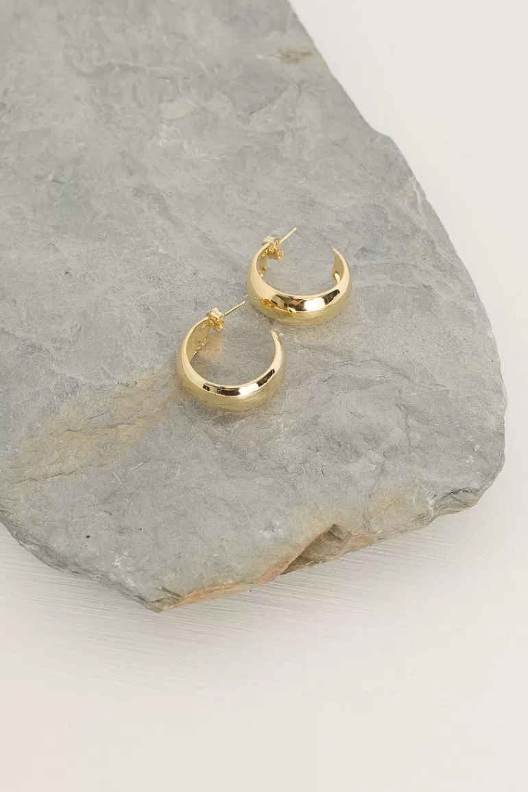 Women Olive Clothing Tenaya Hoop Earrings, Gold Plated