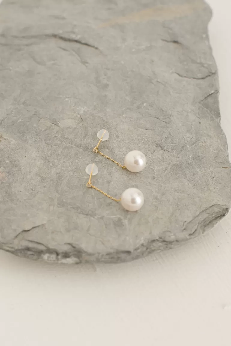 Women Olive Clothing Thalia Pearl Drop Earrings, 14K Gold Plated