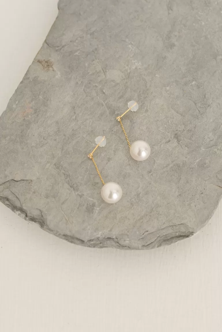 Women Olive Clothing Thalia Pearl Drop Earrings, 14K Gold Plated