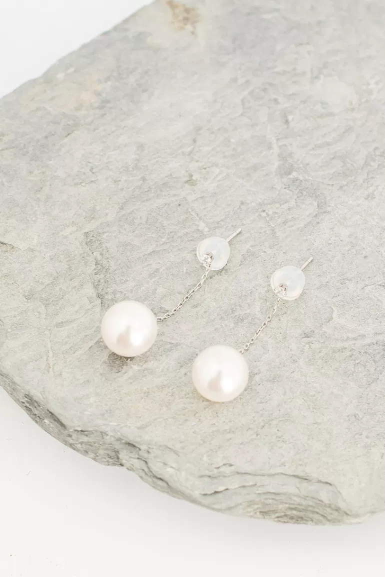 Women Olive Clothing Thalia Pearl Drop Earrings, Sterling Silver