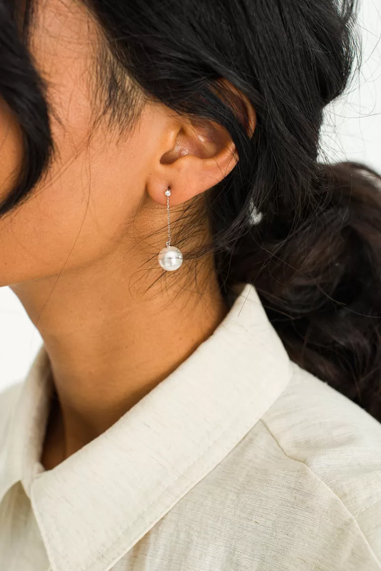 Women Olive Clothing Thalia Pearl Drop Earrings, Sterling Silver