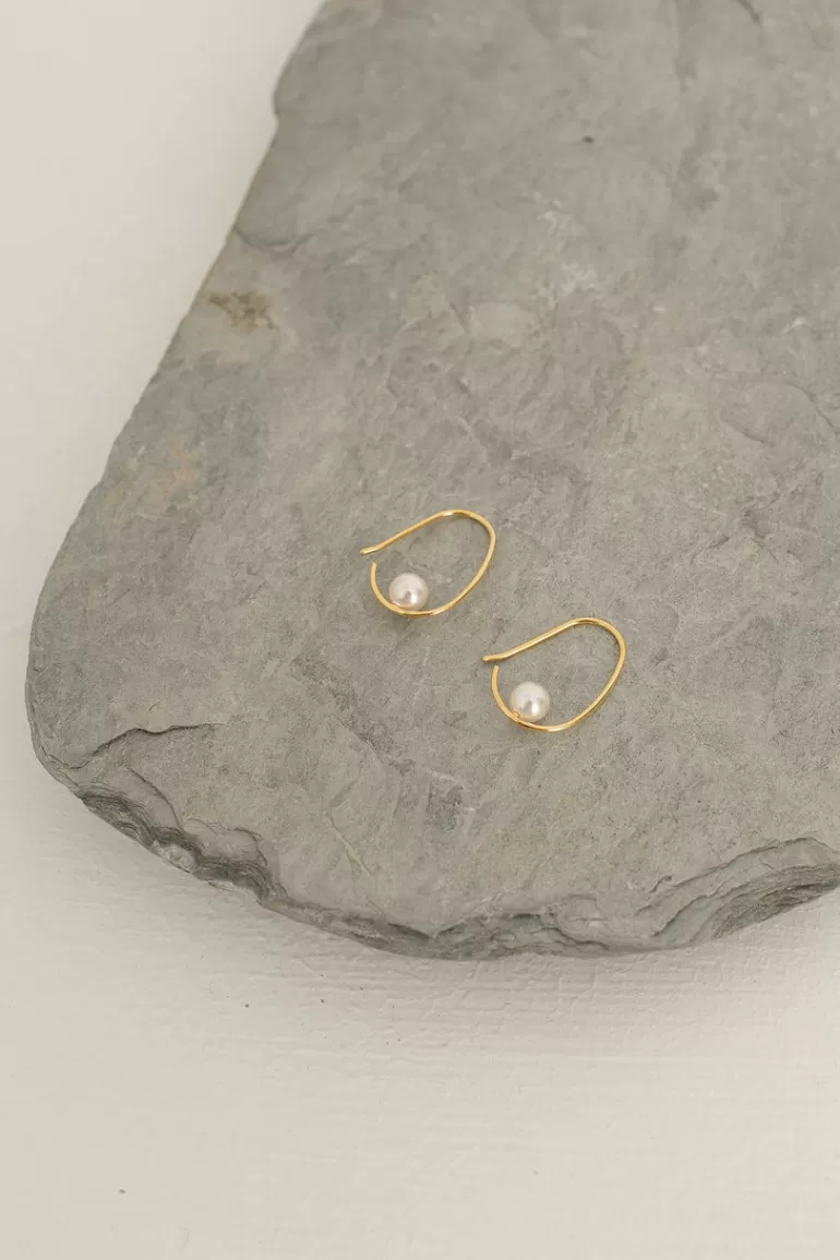 Women Olive Clothing Timeless Pearl Earrings, 14K Gold Plated