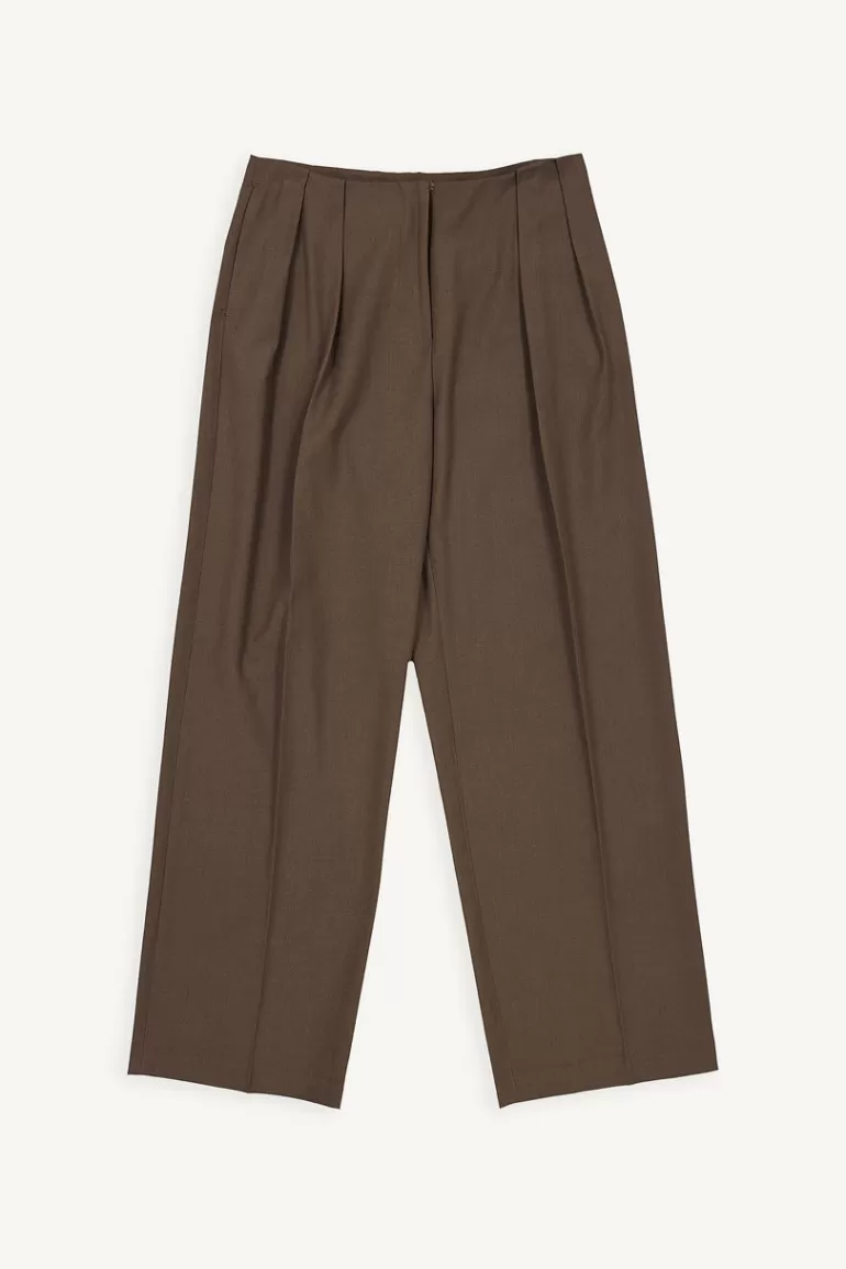 Women Olive Clothing Timo Low Rise Slacks, Brown