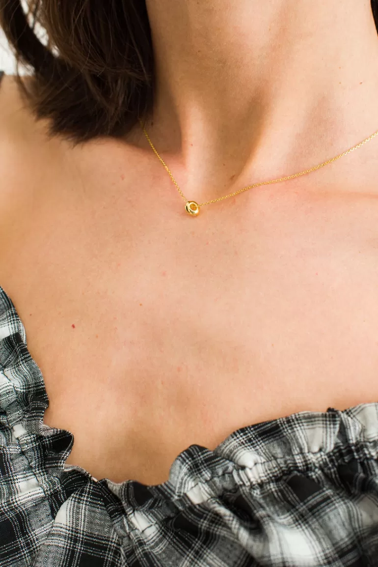 Women Olive Clothing Tiny Circle Point Necklace, 14K Gold Plated