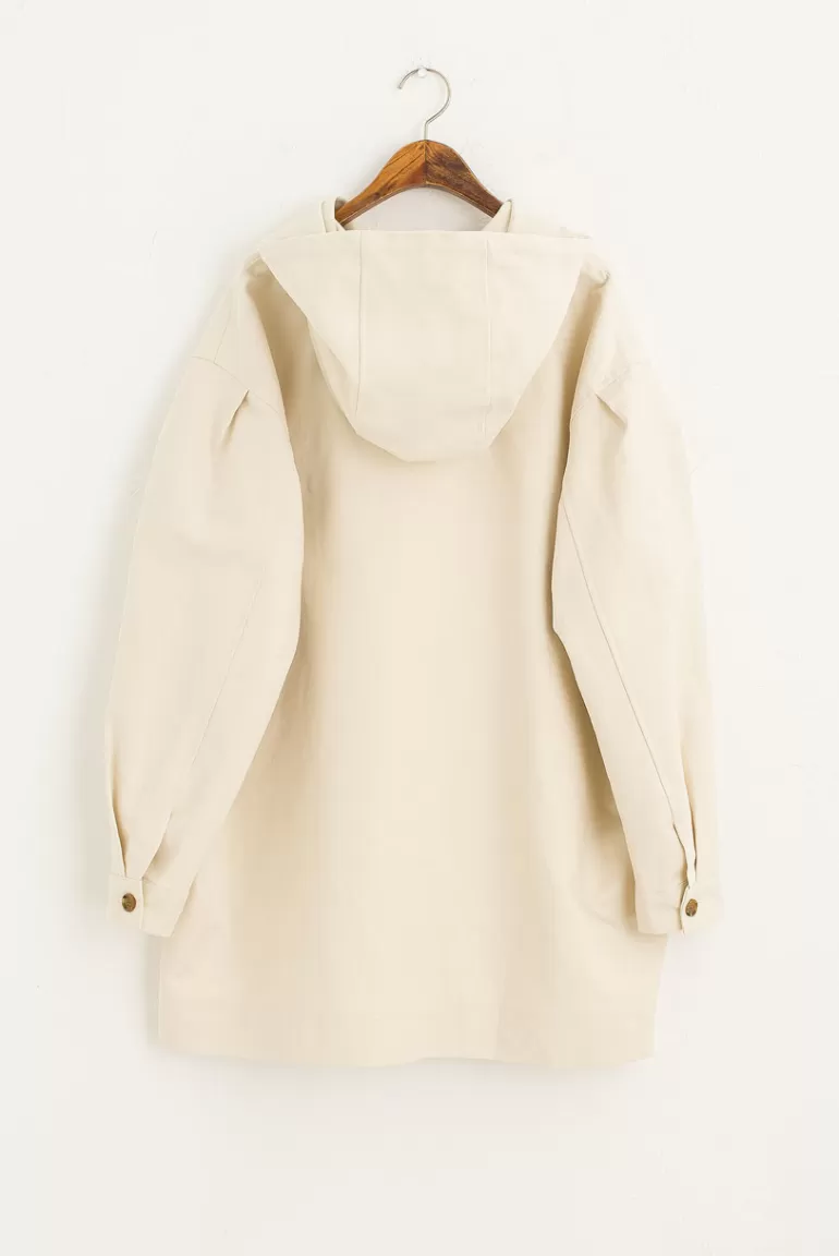 Women Olive Clothing Tomach Hoody Jacket, Cream