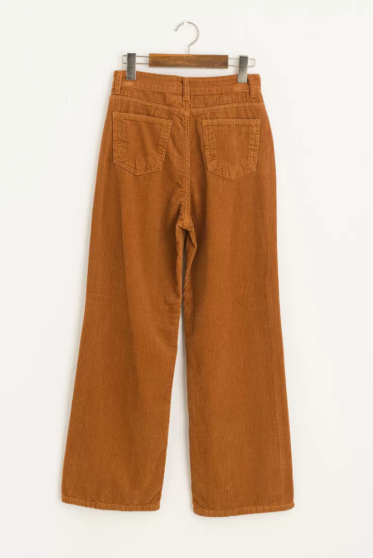 Women Olive Clothing Tomo Colour Cord Pants, Brown