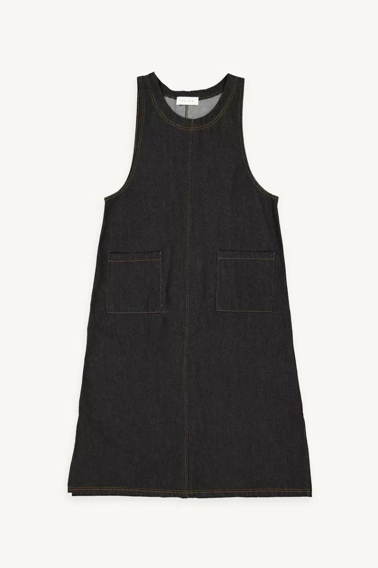 Women Olive Clothing Tomo Denim Apron Dress, Black